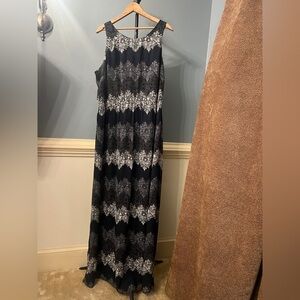 Cato Black and Gray‎ Maxi Dress zipper back accent classic size XL high waisted